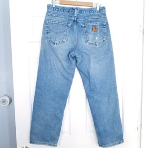 Carhartt Lined Blue Jeans, Thrashed, Heavily Distressed,  size 30 x 30